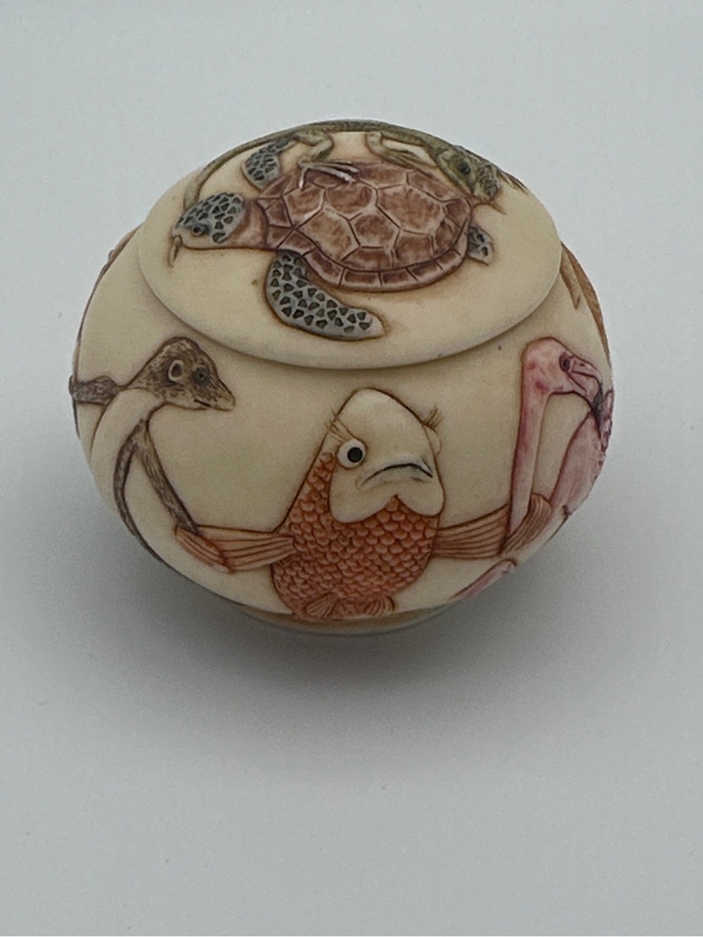 Jardinia de Chine Round Small Trinket Box With Lid Safari Animal Print